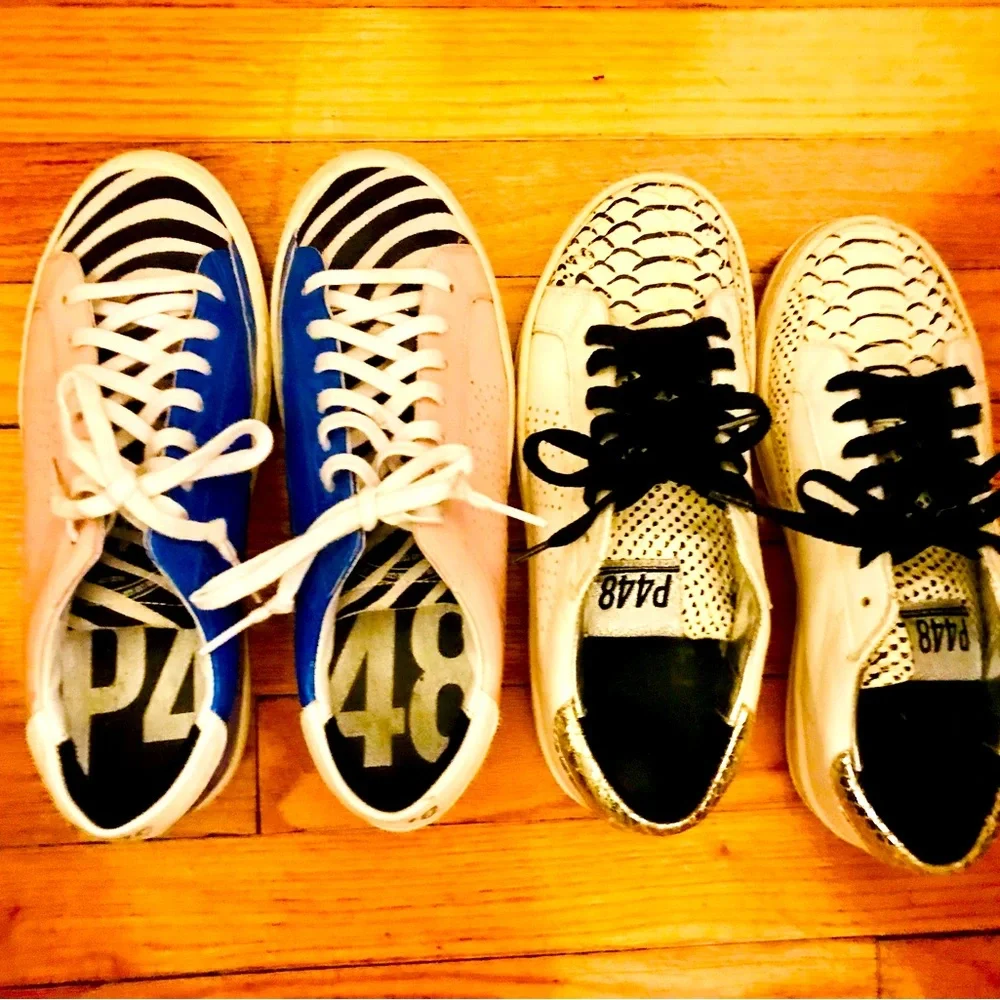 P448 SNEAKERS 37 7 PINK BLUE PATENT PLATFORM ZEBRA RARE